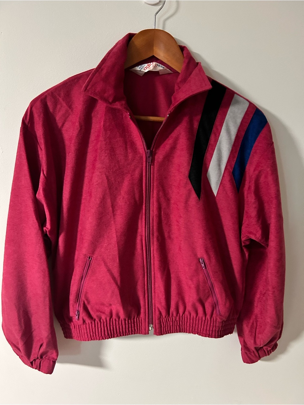 Vintage 80s/90s Adidas Colorblock Diagonal Stripe Track Jacket - Small